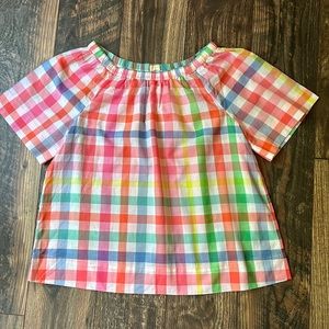 Crewcuts colorful gingham off the shoulder top